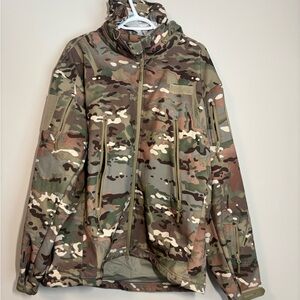 Men's Camo Hooded Softshell Jacket - Green/Brown